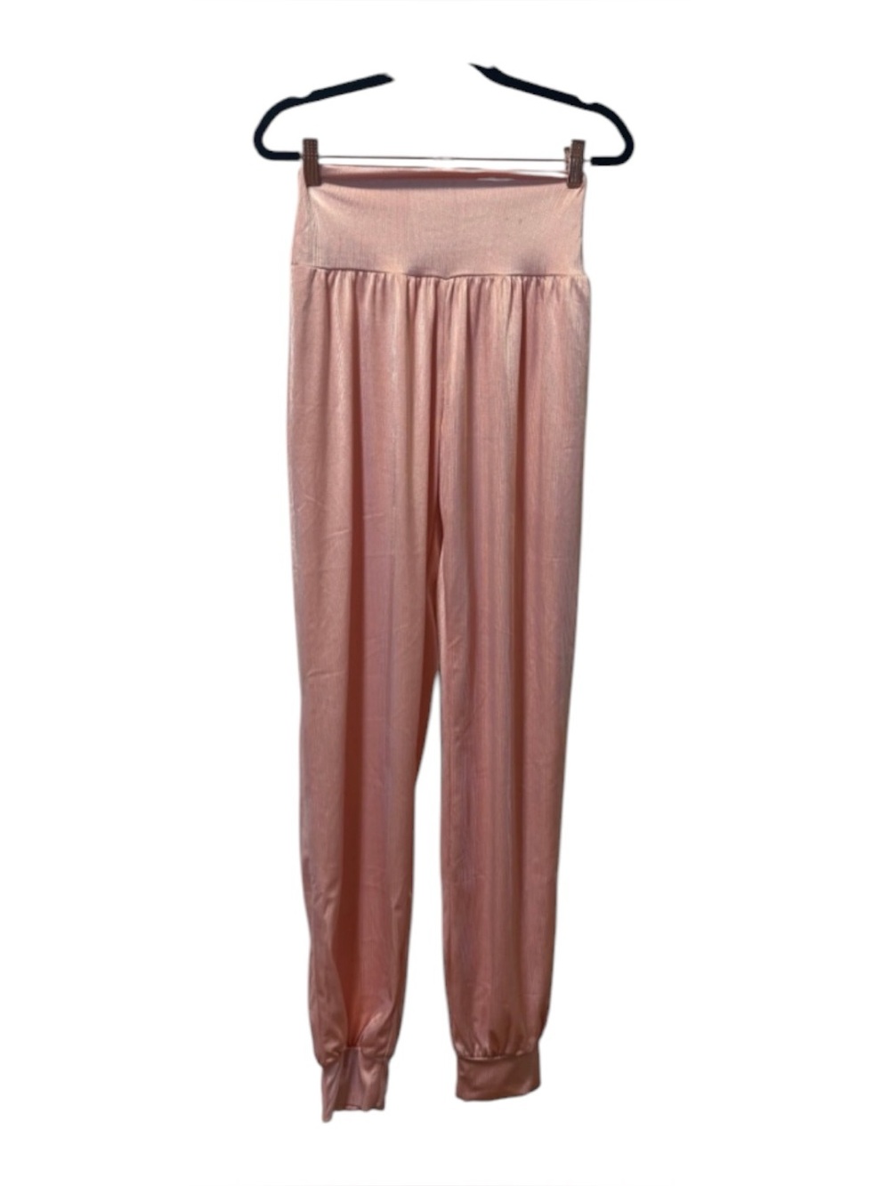 High-Waist Satin Jogger Pants - Peachy Pink